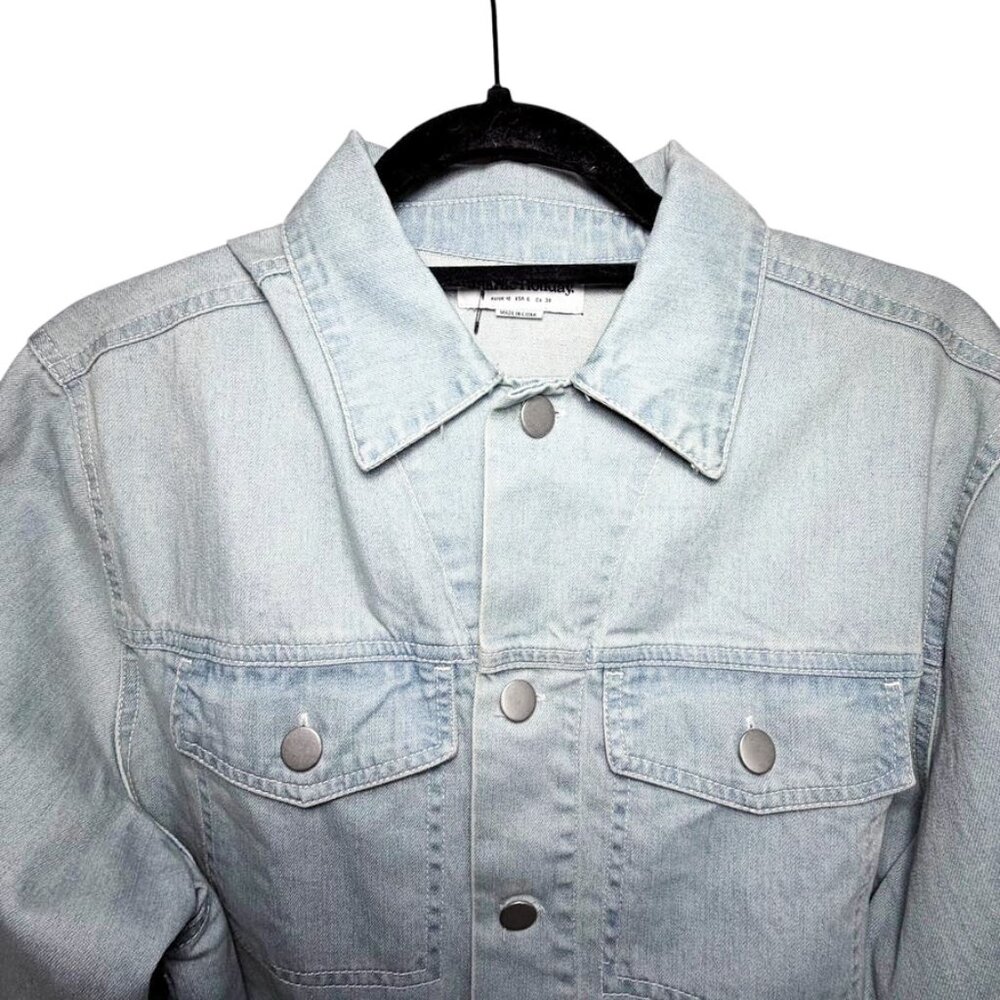 CHARLIE HOLIDAY Australia Brand Cropped Trucker Jean Jacket - Picture 4 of 6